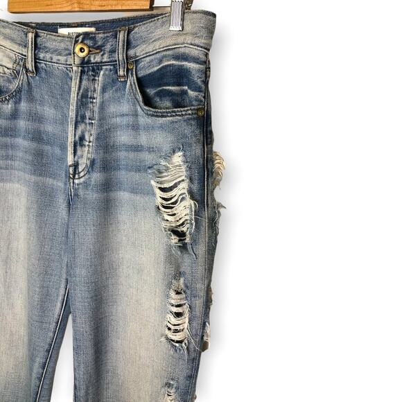 Pistola Relaxed Straight Distressed High Rise Jeans 26 Light Wash Button Fly - Picture 9 of 11